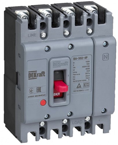 Выключатель автоматический в литом корпусе DEKraft ВА-302 4п 80А 25кА  картинка